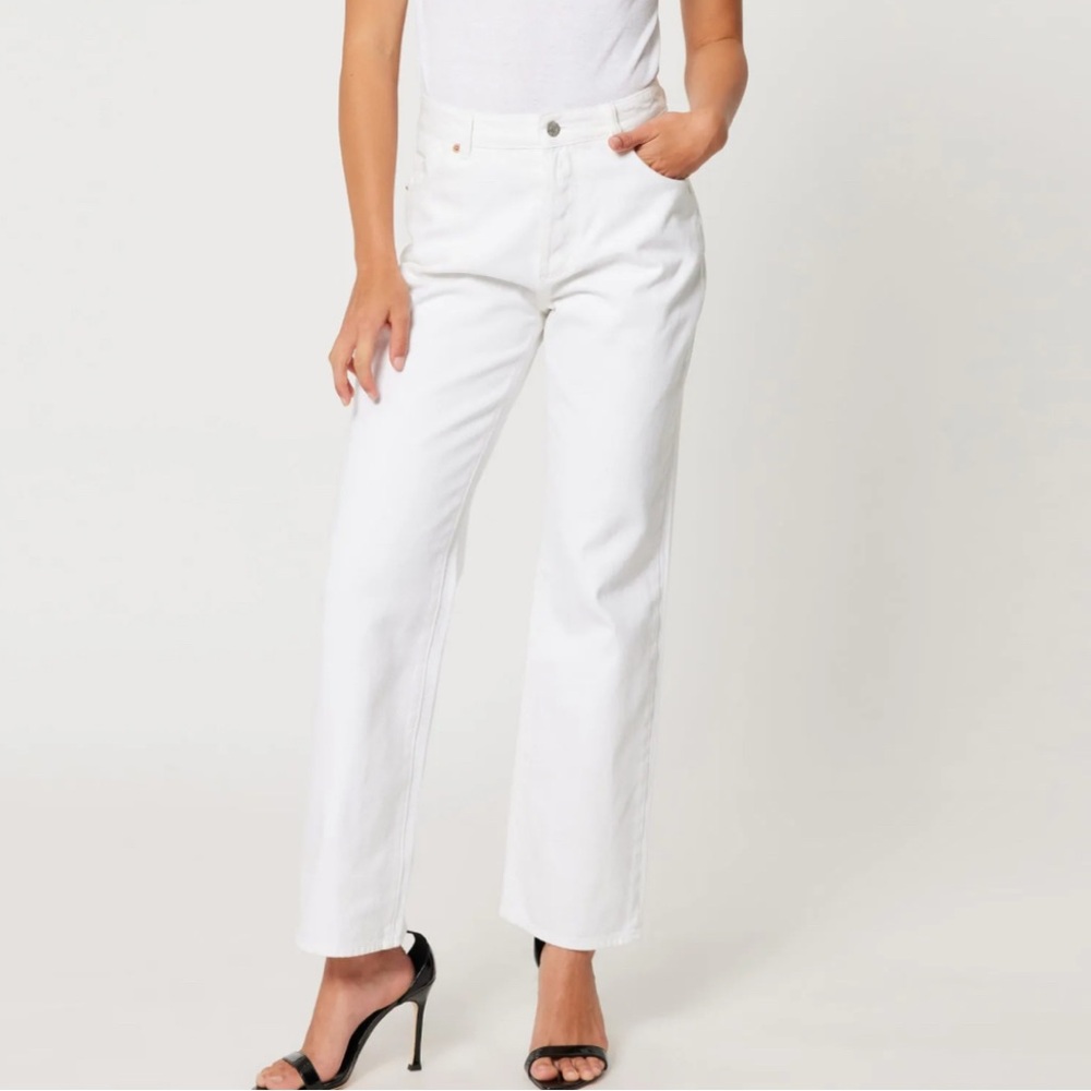 Rolla’s G’day Met High Rise Wide Leg Button Fly White Jeans